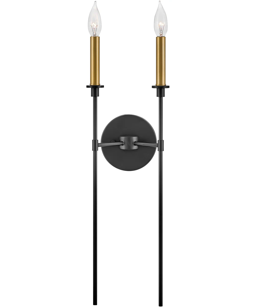 Hux 2-Light Large Two Light Tall Sconce in Black