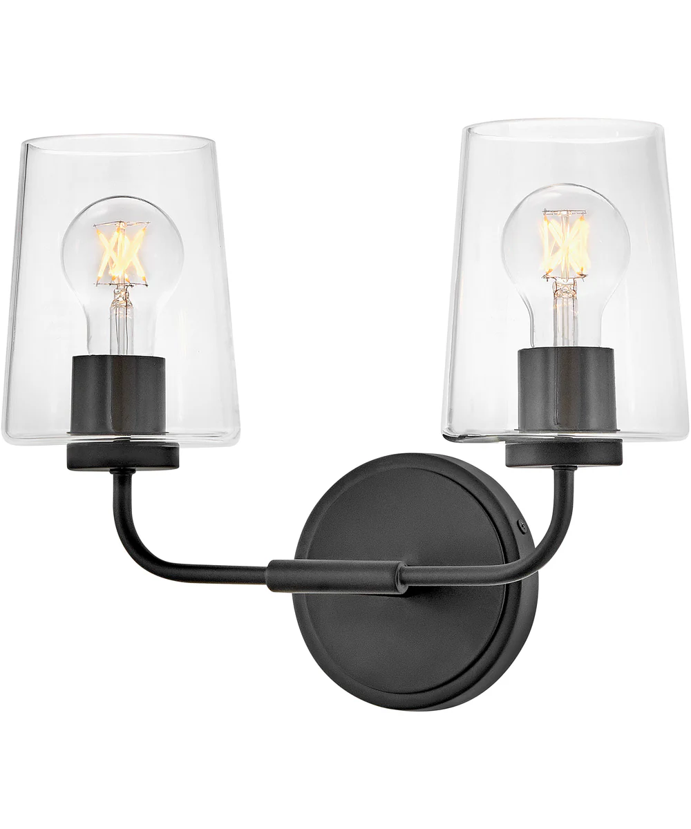 Kline 3-Light Small Two Light Vanity in Black - Image 3