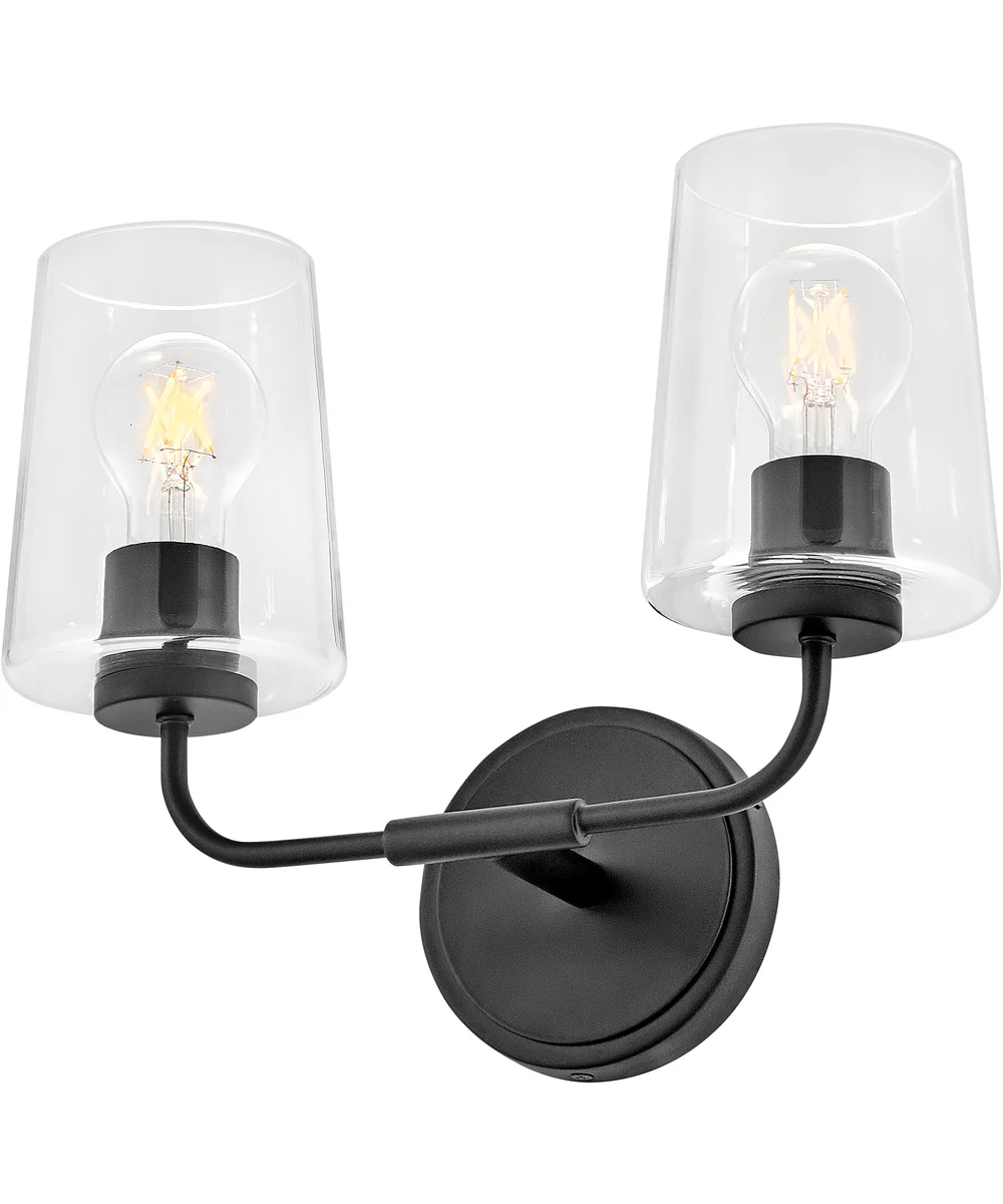 Kline 3-Light Small Two Light Vanity in Black - Image 4