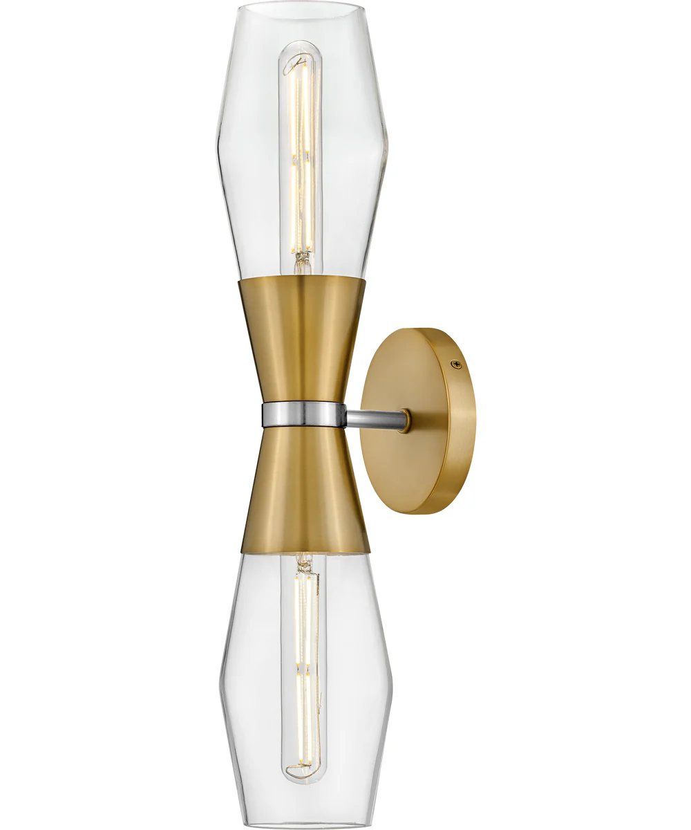 Livie 2-Light Large Two Light Sconce in Lacquered Brass