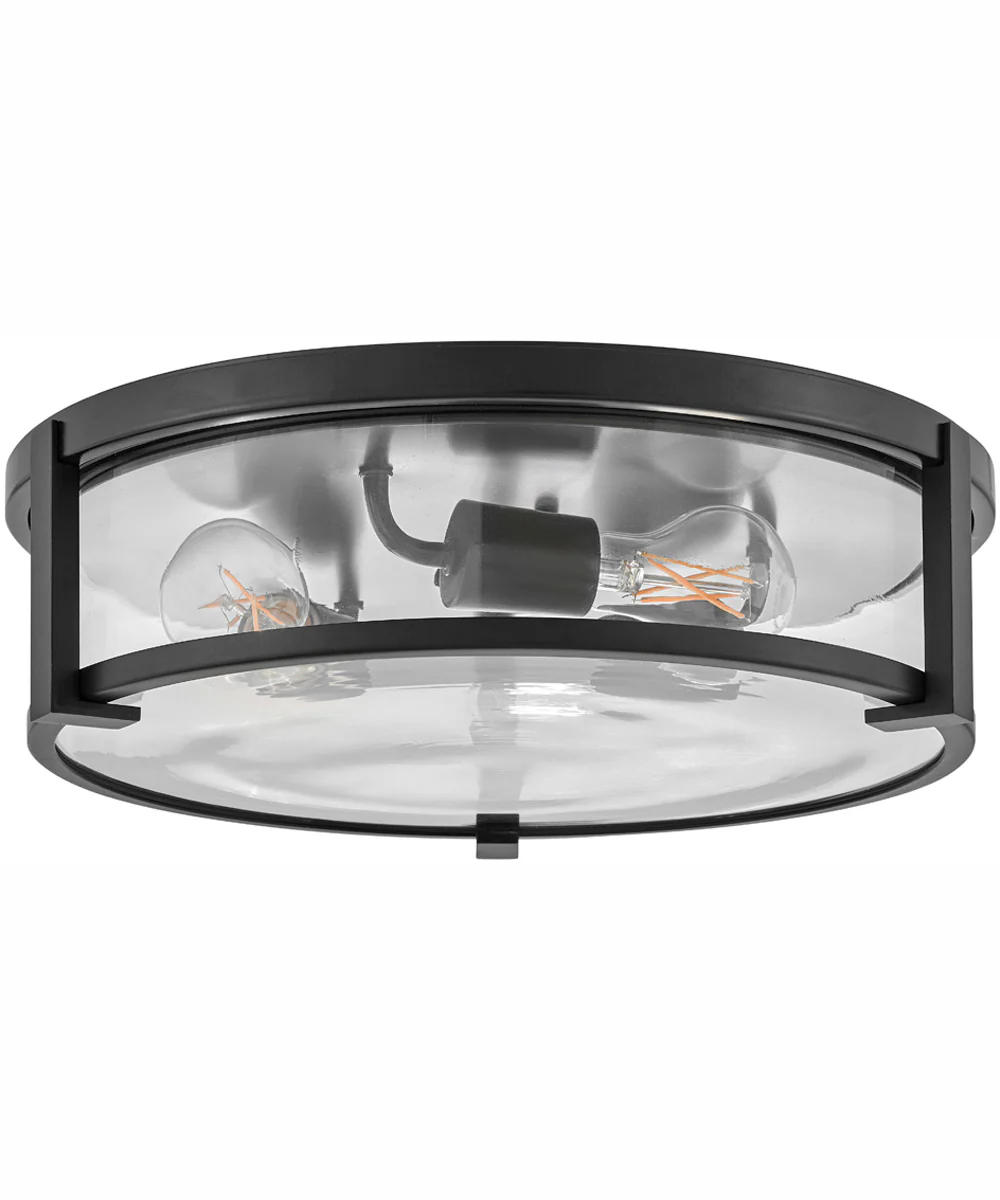 Lowell 3-Light Large Flush Mount in Black with Clear glass - Image 2