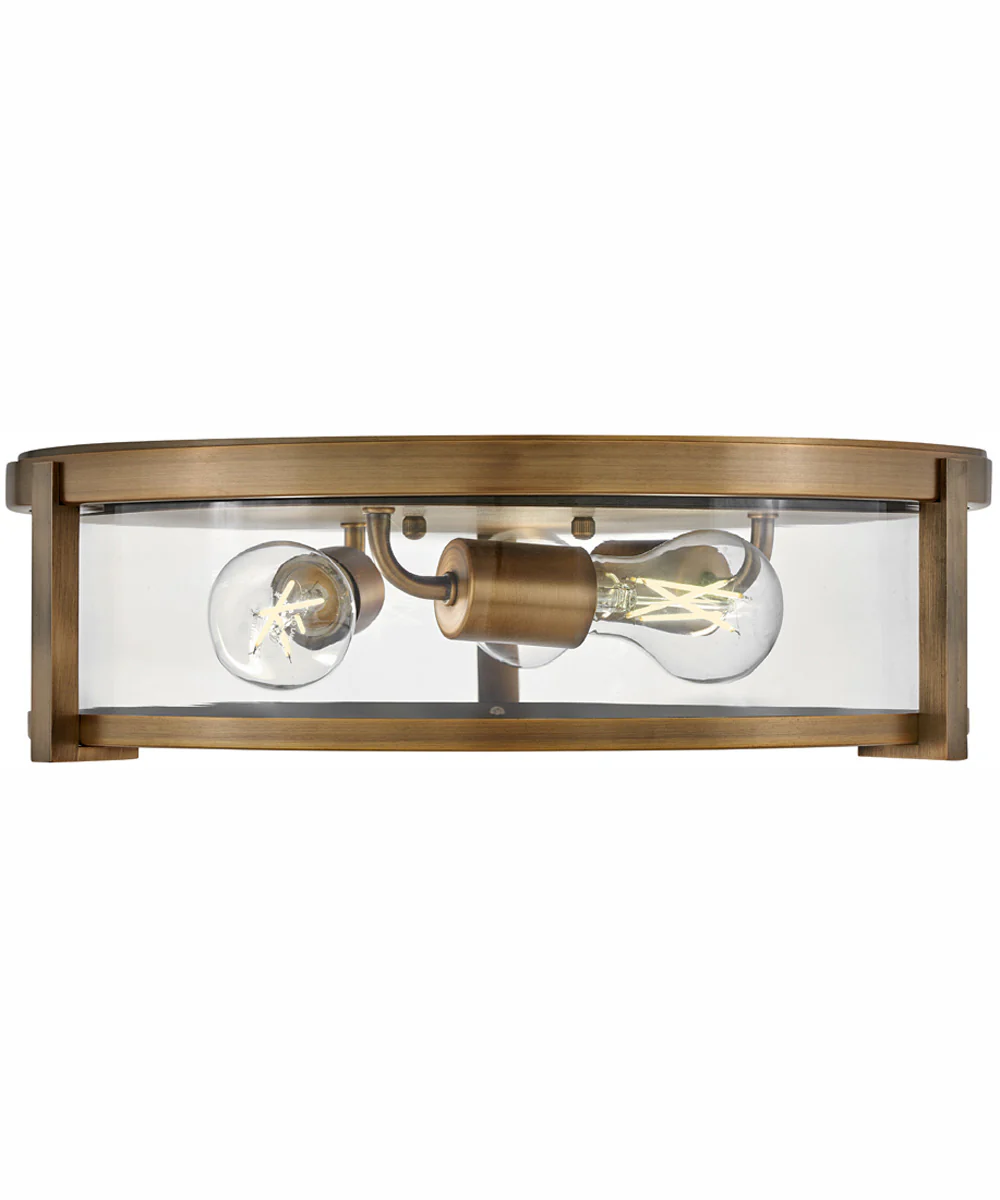 Lowell 3-Light Large Flush Mount in Brushed Bronze with Clear glass - Image 3
