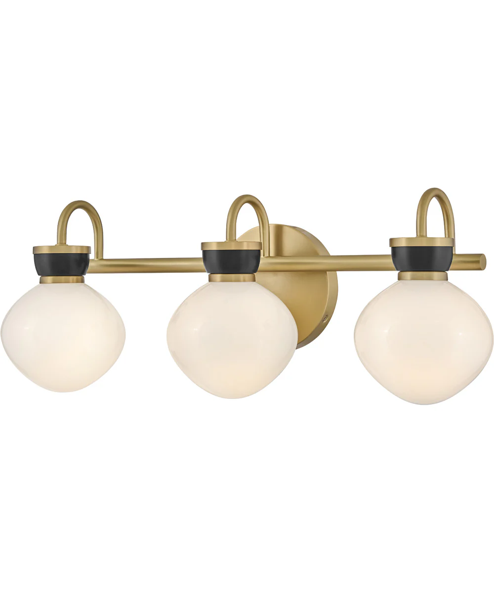 Lucy 3-Light Medium Three Light Vanity in Lacquered Brass - Image 3