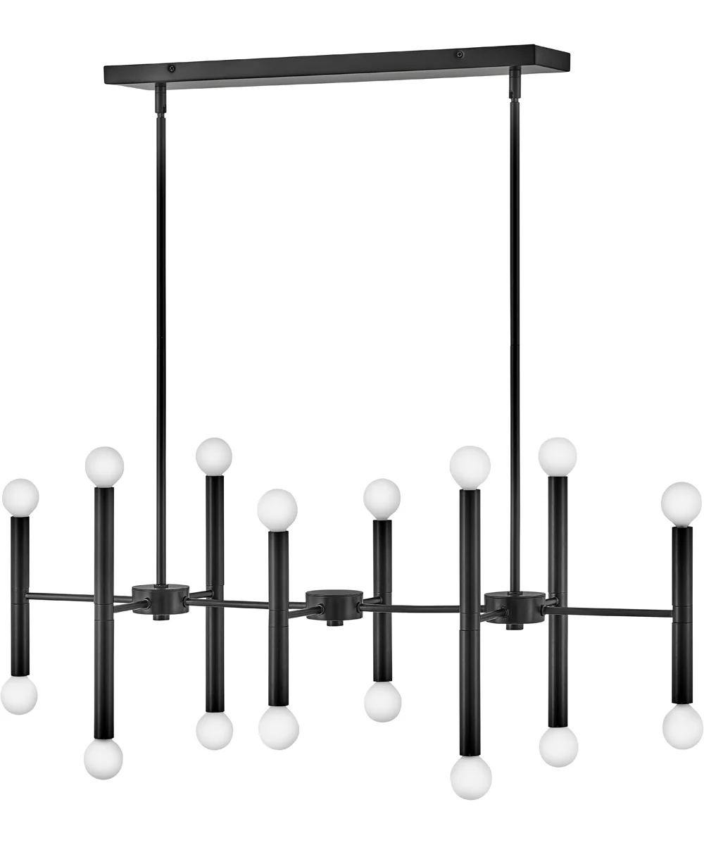 Millie 16-Light Large Sixteen Light Linear Chandelier in Black