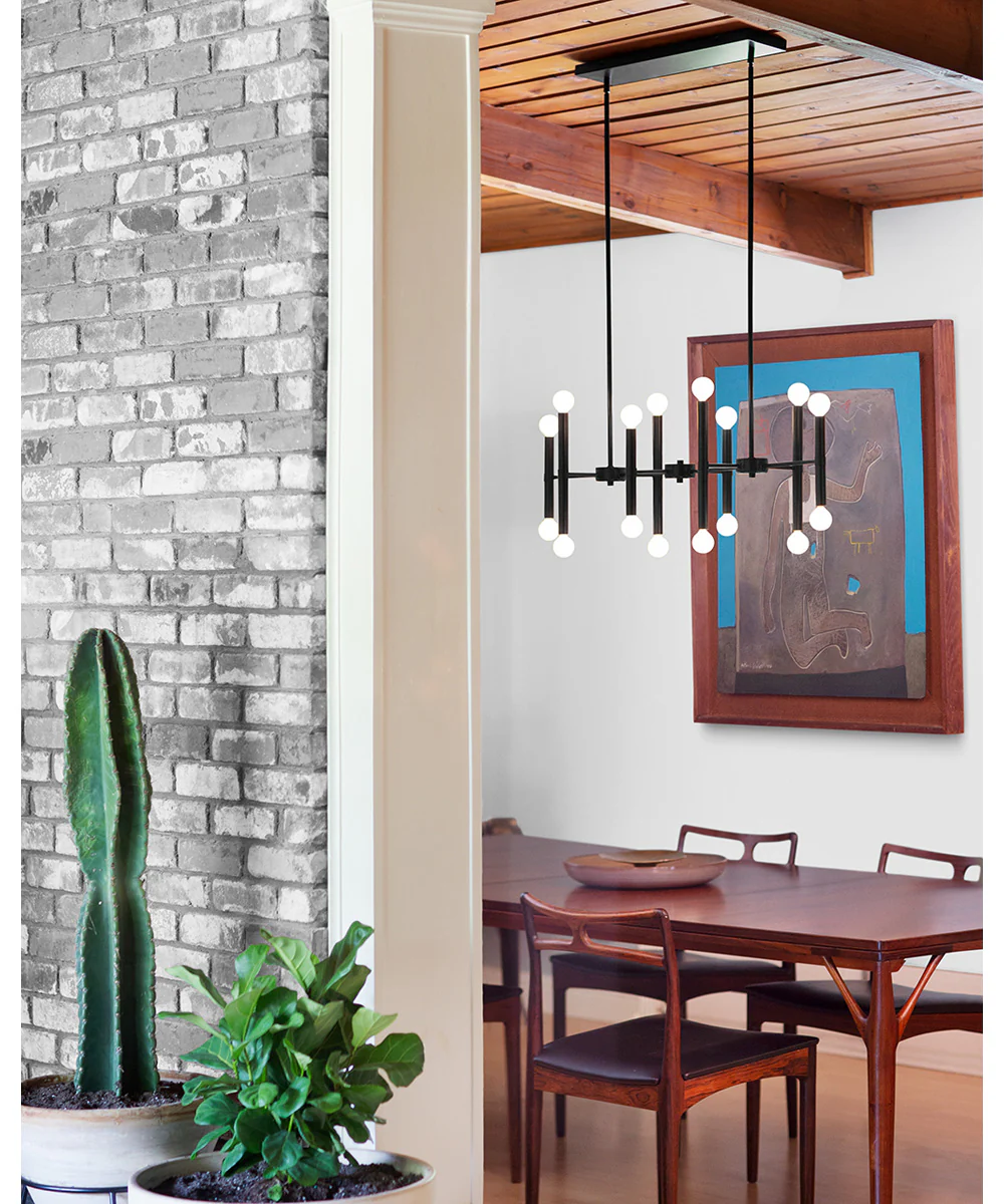 Millie 16-Light Large Sixteen Light Linear Chandelier in Black - Image 2