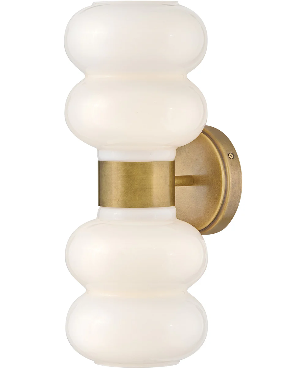 Nadia 2-Light Medium Two Light Sconce in Lacquered Brass