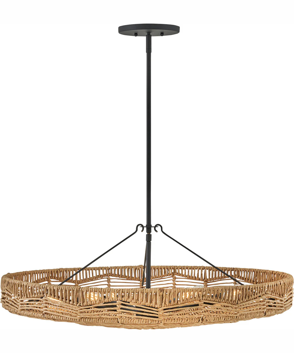 Ophelia 6-Light Medium Convertible Pendant in Black with Natural Shade - Image 5