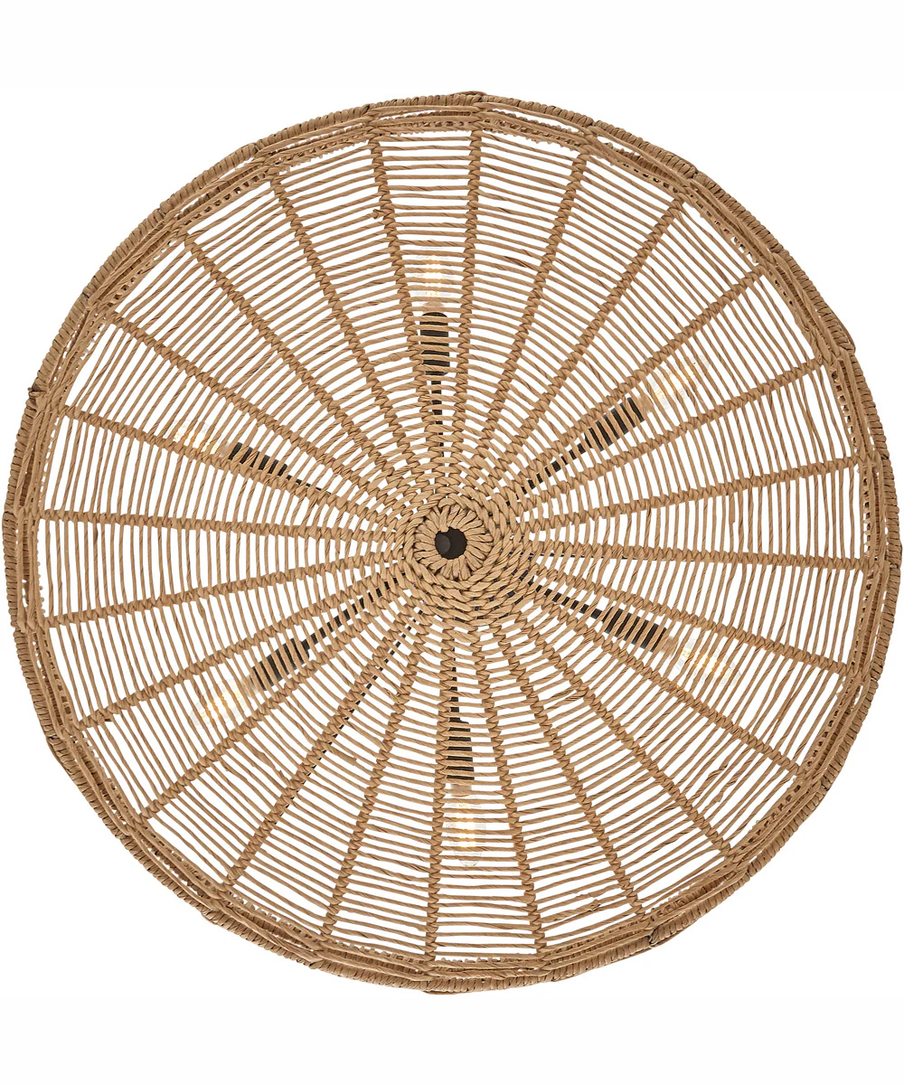 Ophelia 6-Light Medium Convertible Pendant in Black with Natural Shade - Image 6
