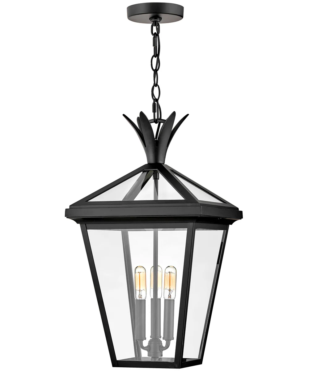 Palma 3-Light Large Outdoor Hanging Lantern in Black