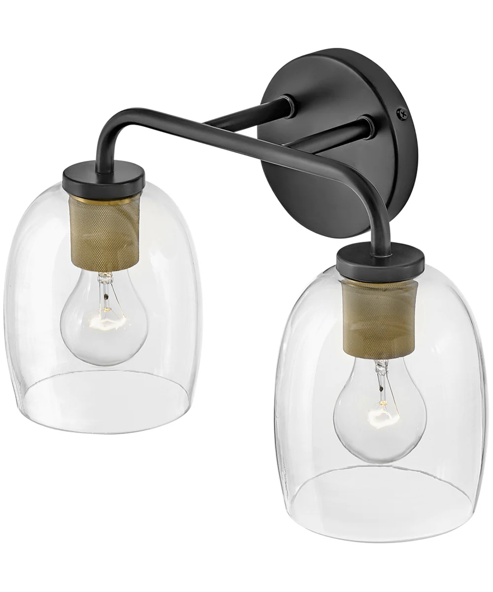 Percy 2-Light Small Two Light Vanity in Black - Image 2