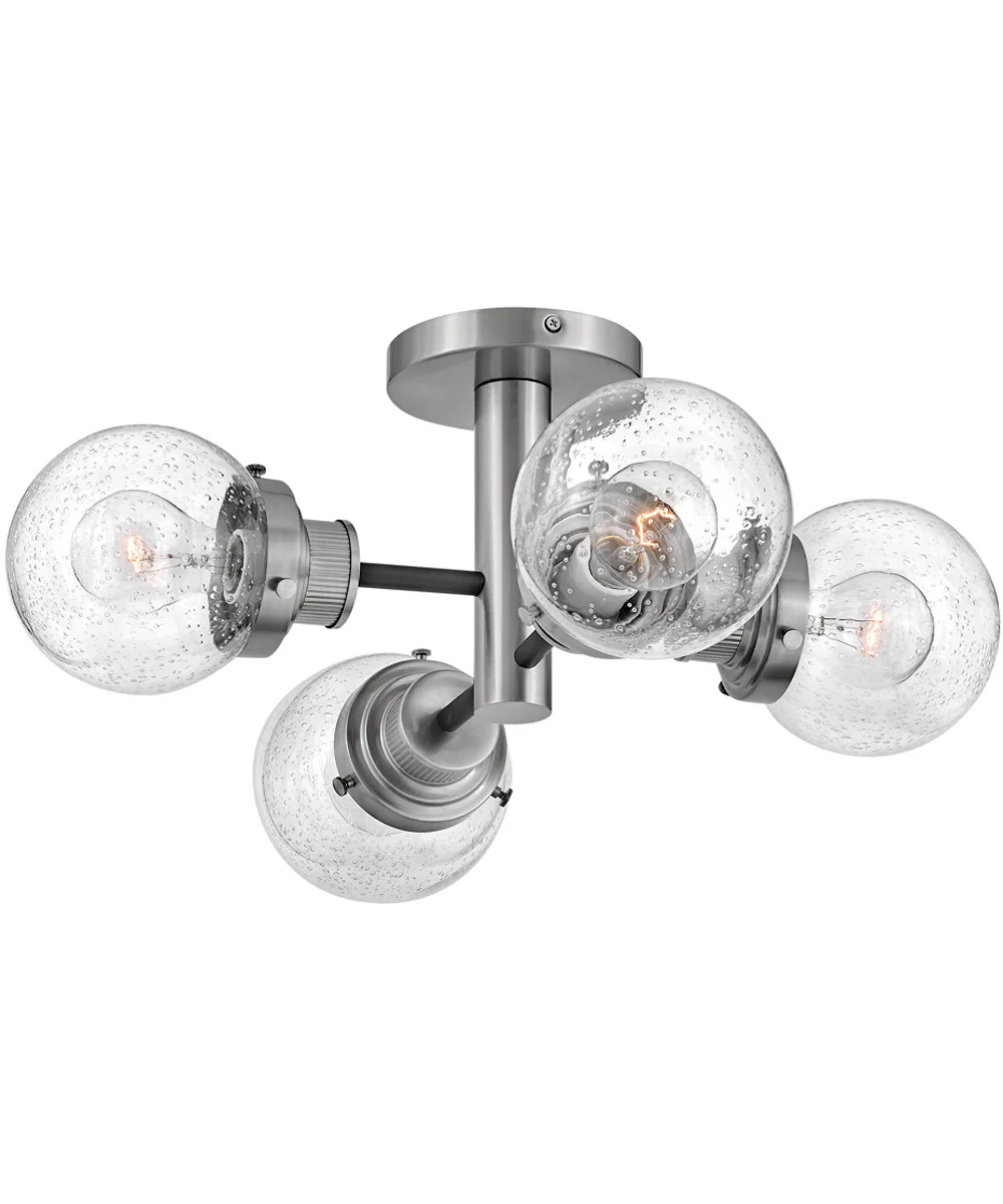 Poppy 4-Light Medium Semi-flush Mount in Black with Brushed Nickel accents