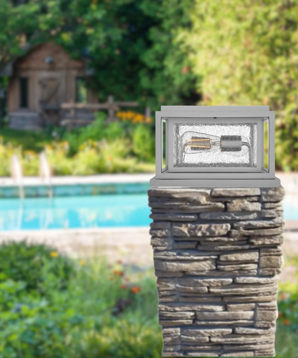 Republic 2-Light Small Pier Mount Lantern 12v in Satin Nickel - Image 2