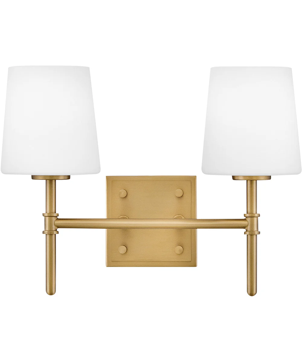 Saunders 2-Light Small Two Light Vanity in Lacquered Brass - Image 2