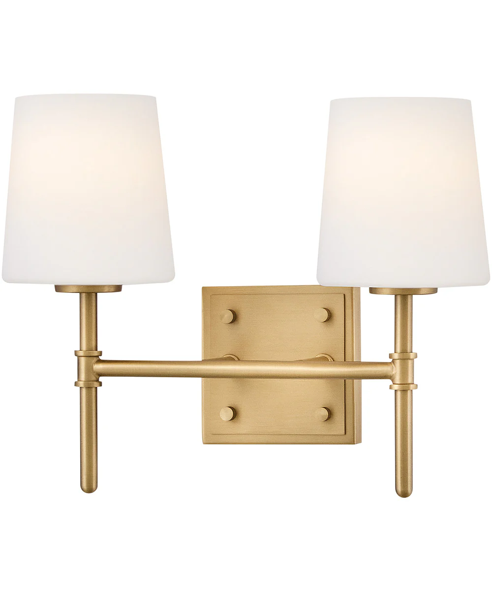 Saunders 2-Light Small Two Light Vanity in Lacquered Brass - Image 3