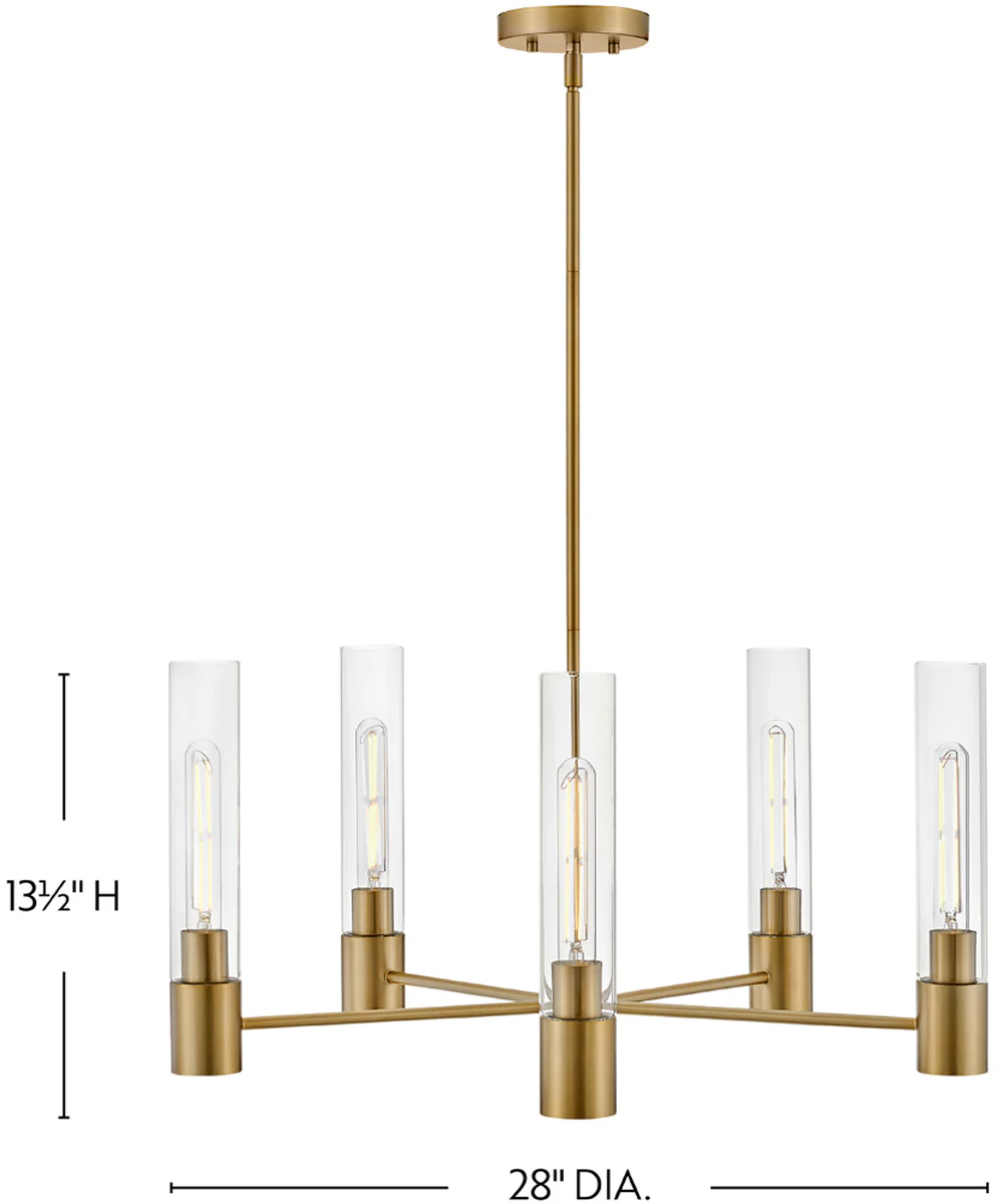 Shea 5-Light Medium Single Tier Chandelier in Lacquered Brass - Image 2