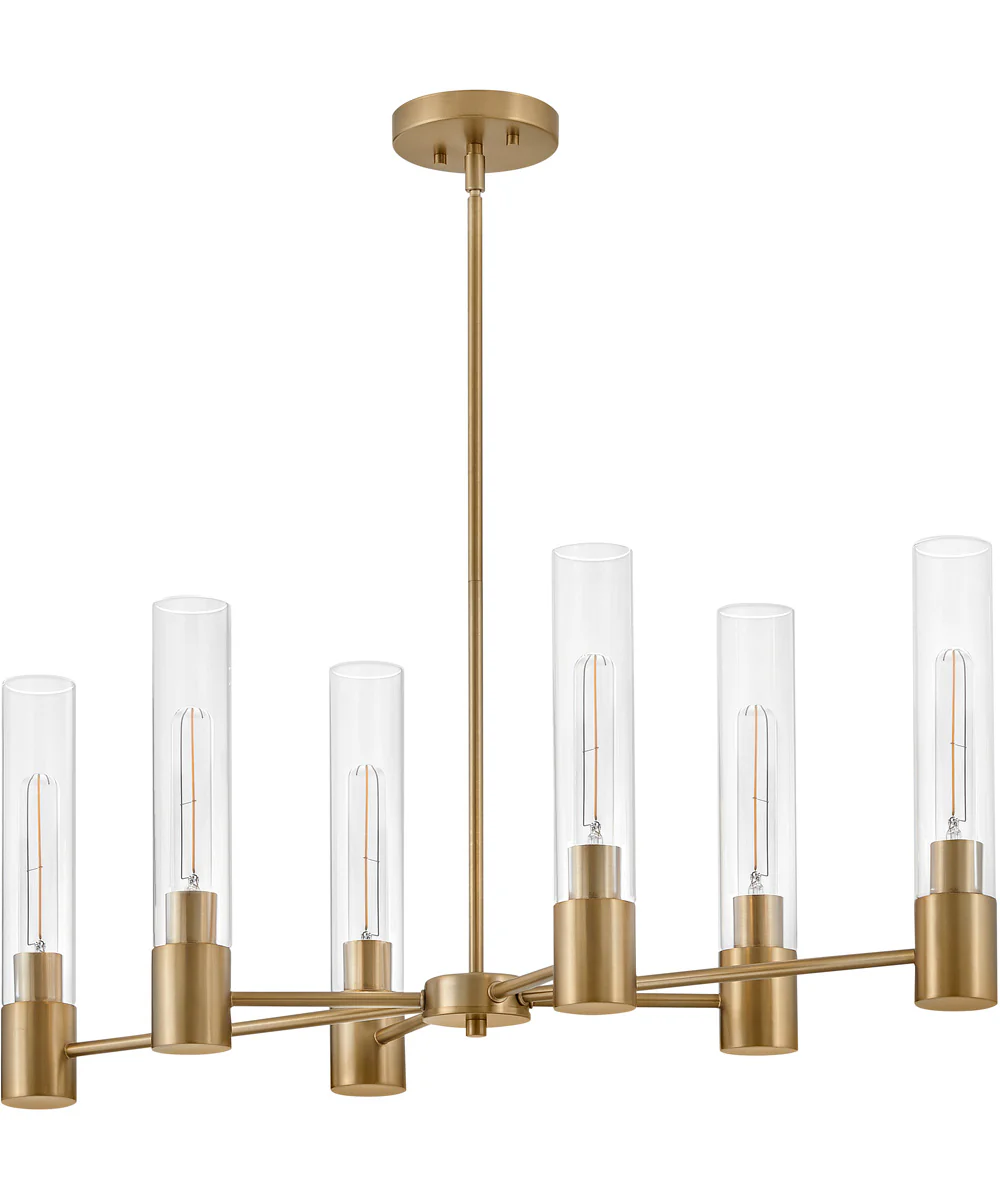 Shea 6-Light Small Linear Chandelier in Lacquered Brass - Image 2