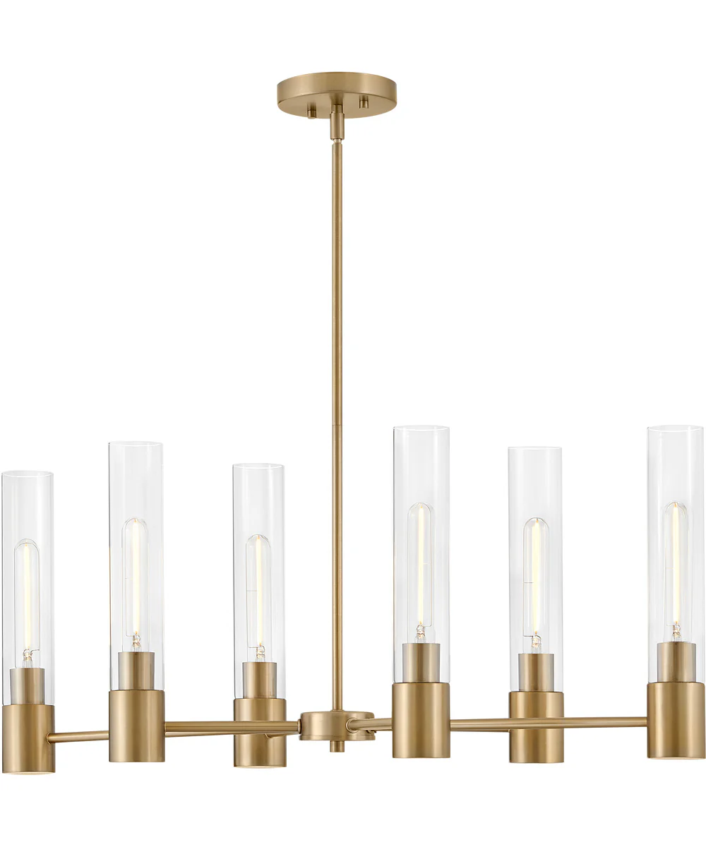 Shea 6-Light Small Linear Chandelier in Lacquered Brass - Image 3