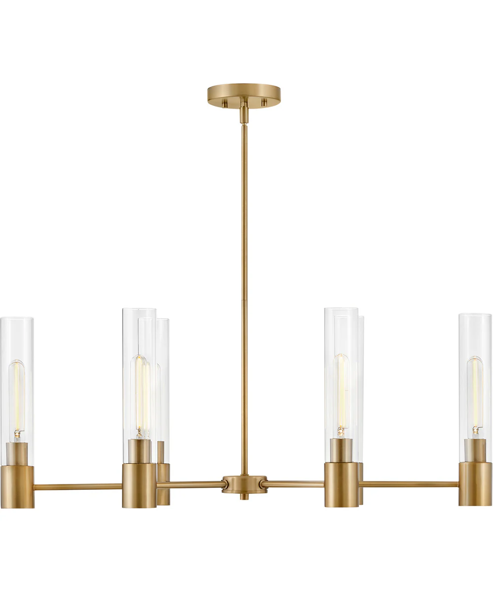Shea 6-Light Small Linear Chandelier in Lacquered Brass - Image 4
