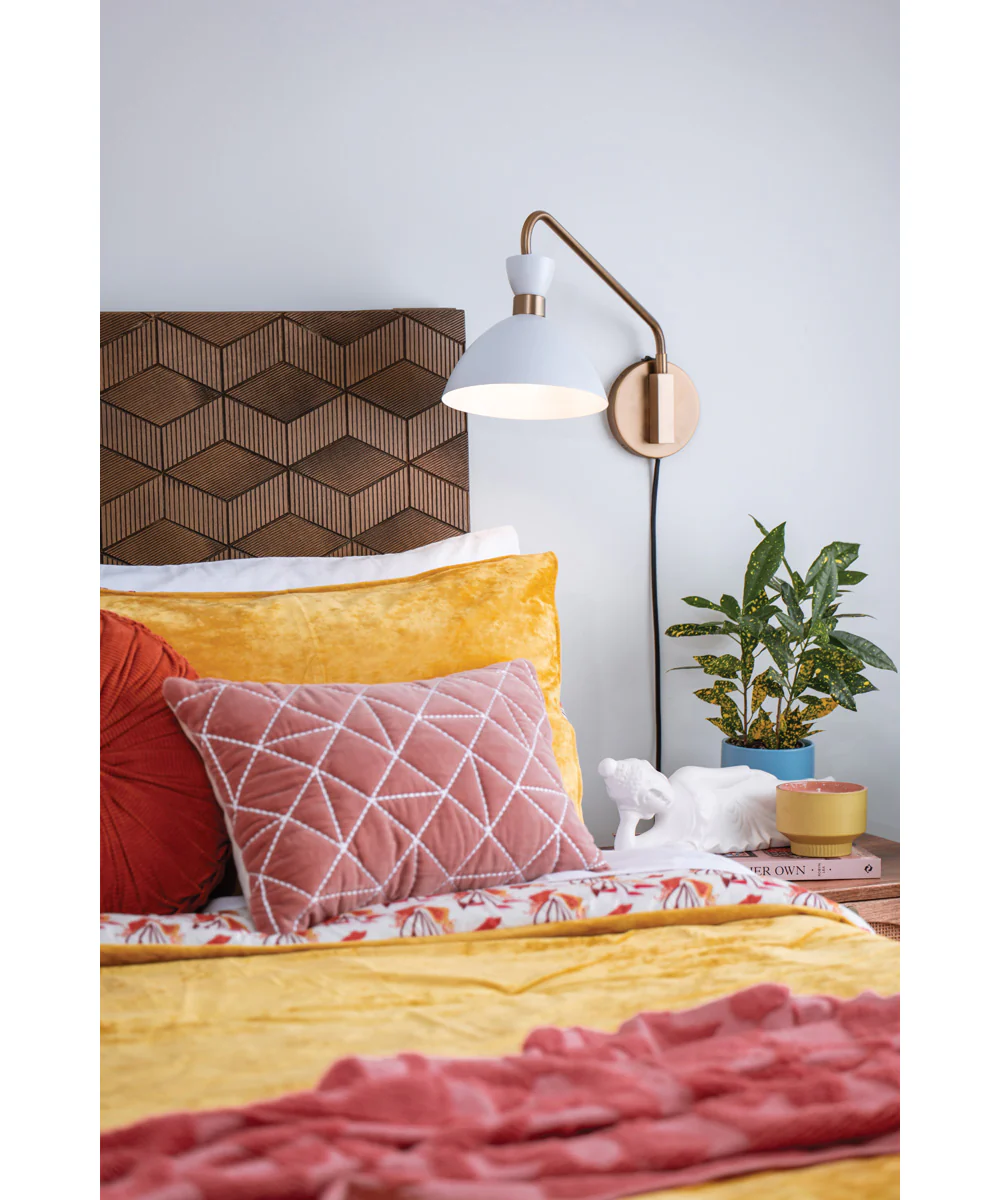 Simon 1-Light Medium Single Light Plug-in Sconce in Matte White - Image 2