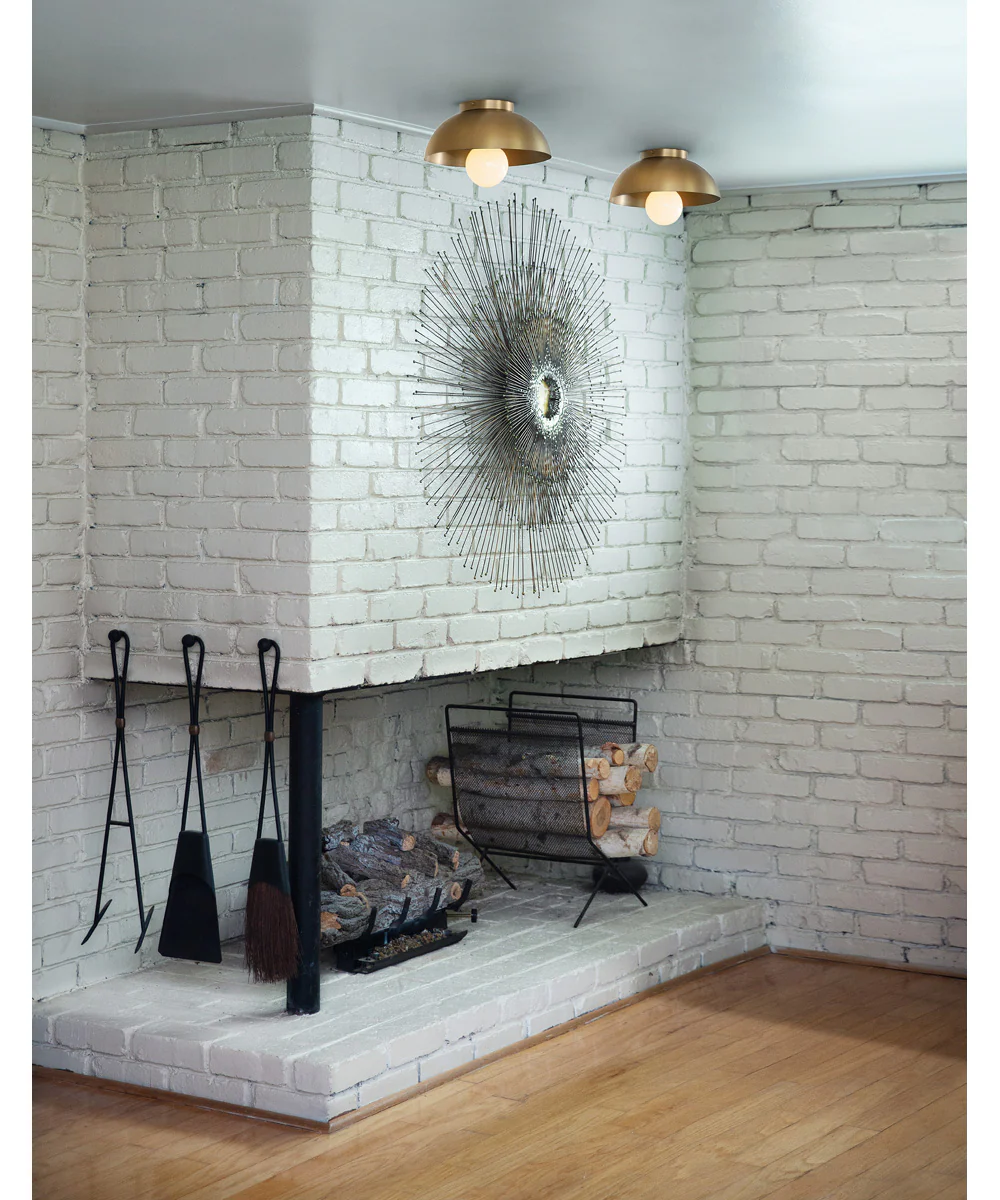 Stu 1-Light Small Flush Mount in Lacquered Brass - Image 2