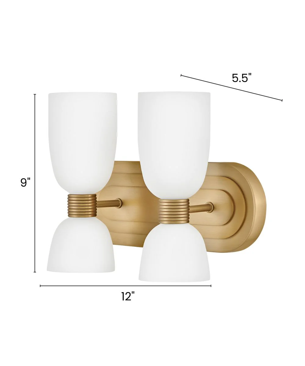 Tallulah 4-Light Small Two Light Vanity in Lacquered Brass - Image 3