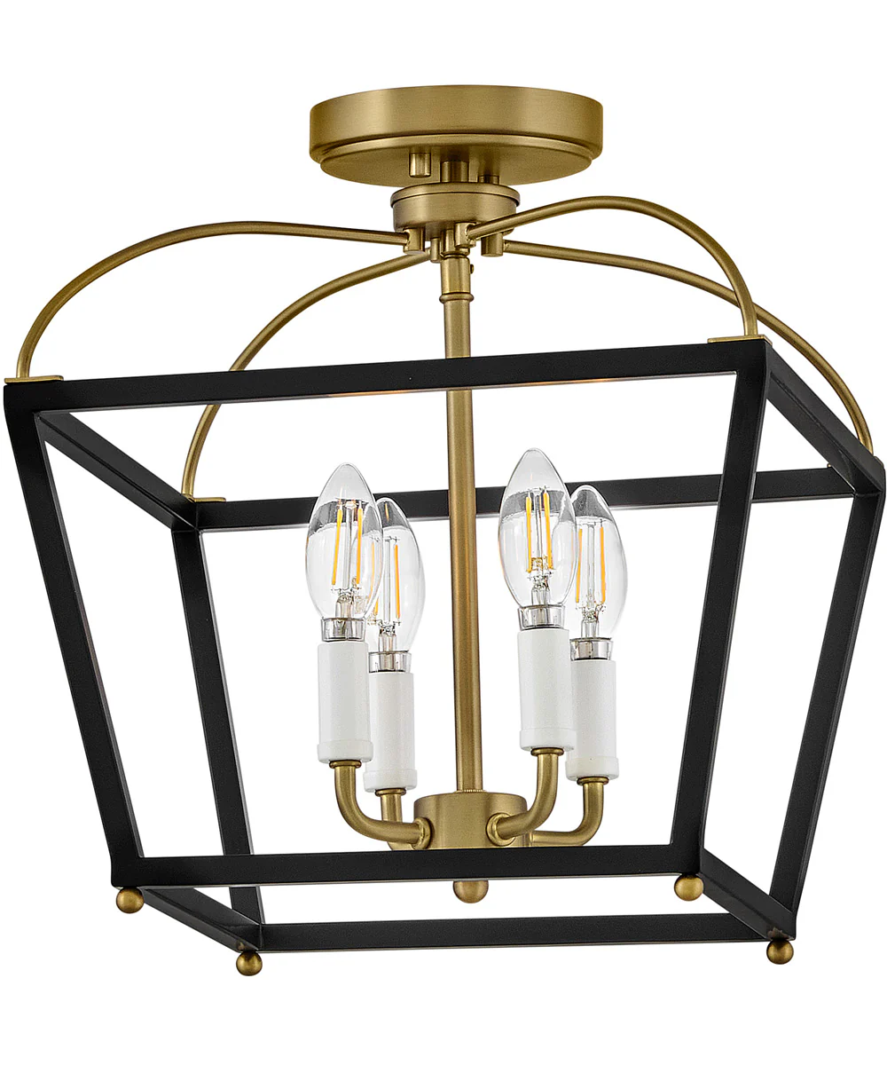 Tate 4-Light Small Semi-Flush Mount in Black - Image 2