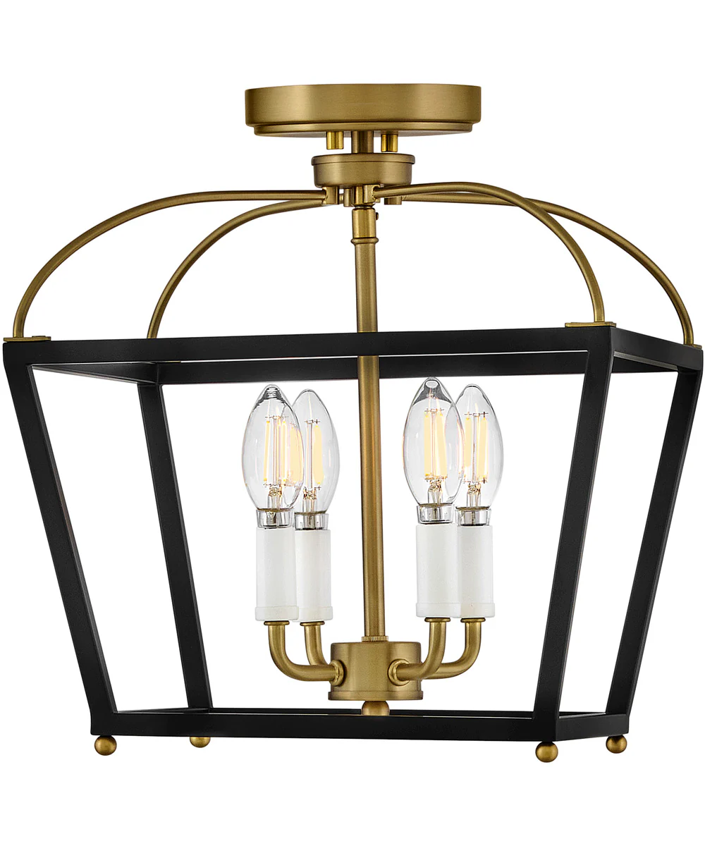 Tate 4-Light Small Semi-Flush Mount in Black - Image 3