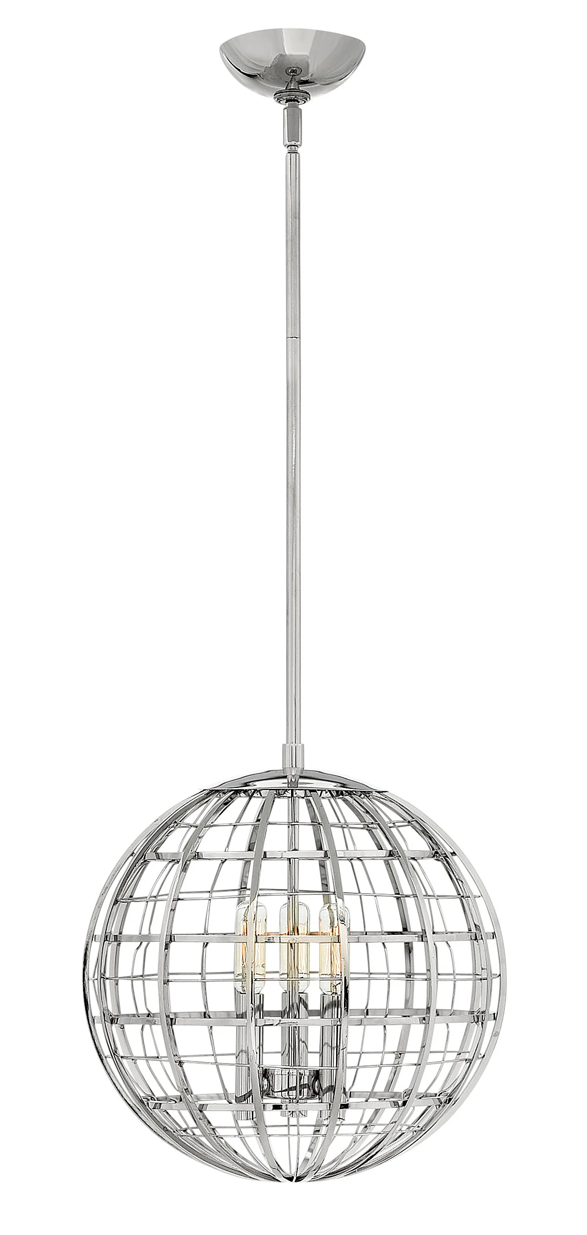 13"W Terra 3-Light Single Tier Pendant in Polished Nickel