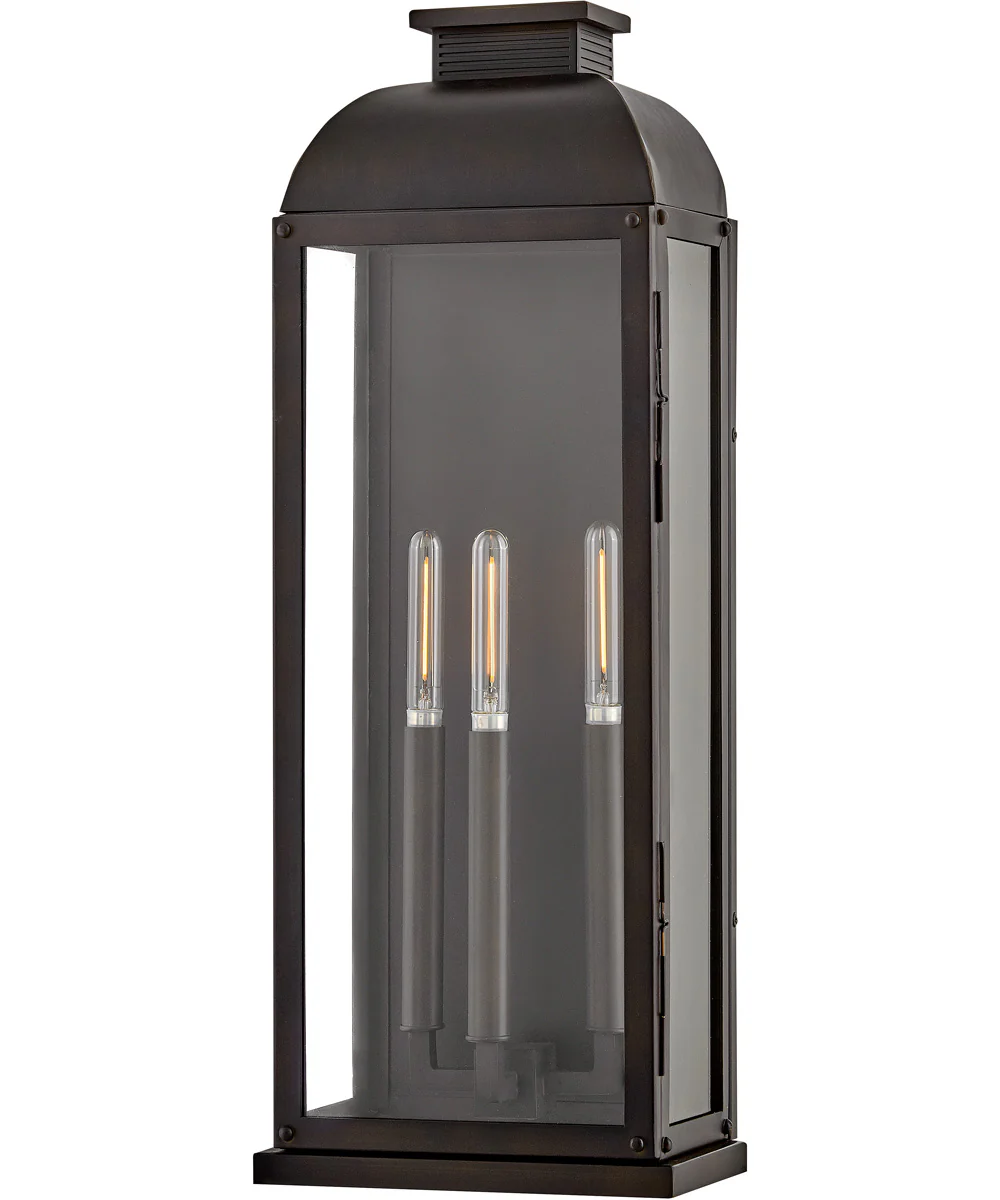 Tiverton 3-Light Large Wall Mount Lantern in Dark Oxidized Brass