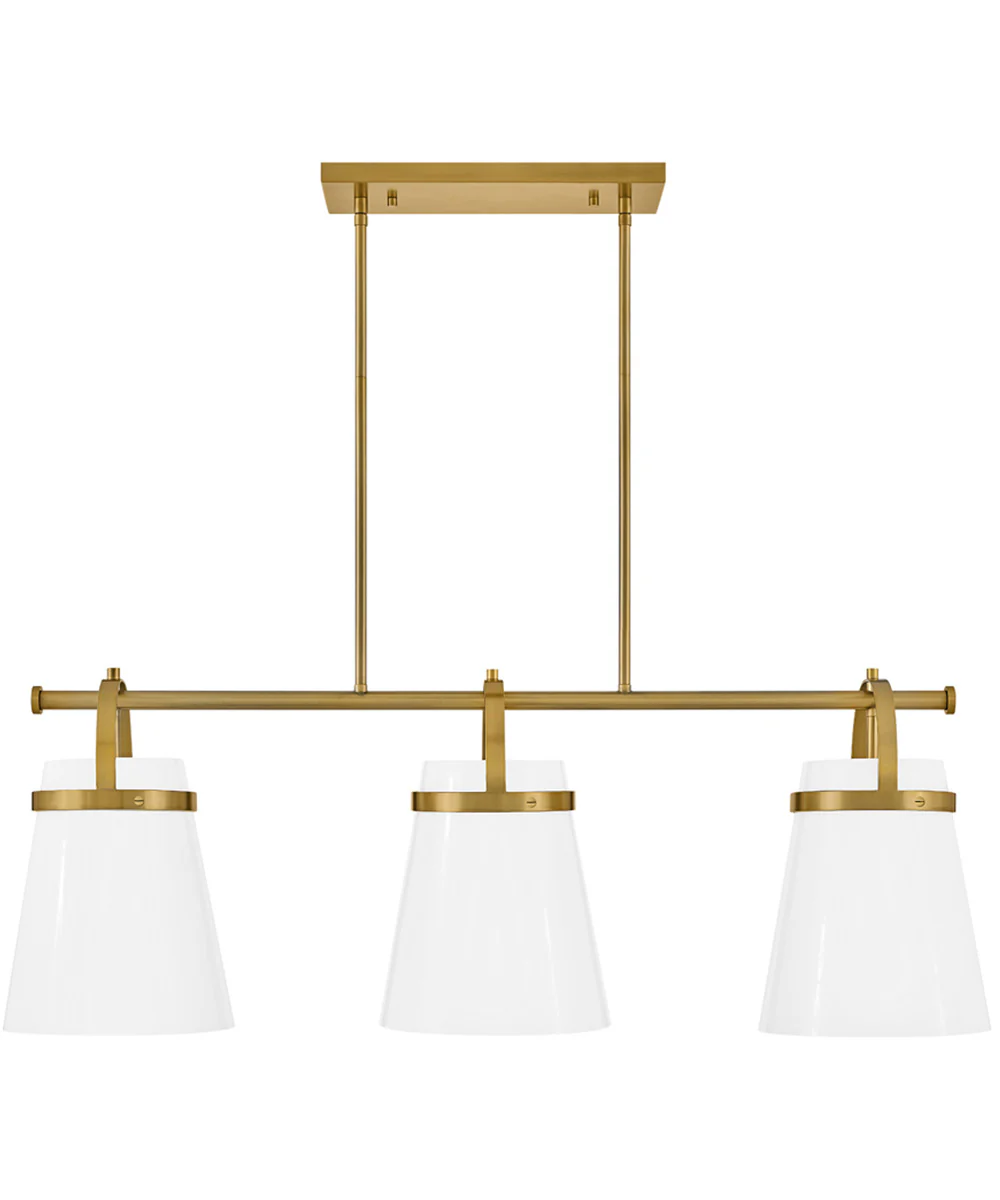 Tori 1-Light Large Three Light Linear Chandelier in Lacquered Brass - Image 6