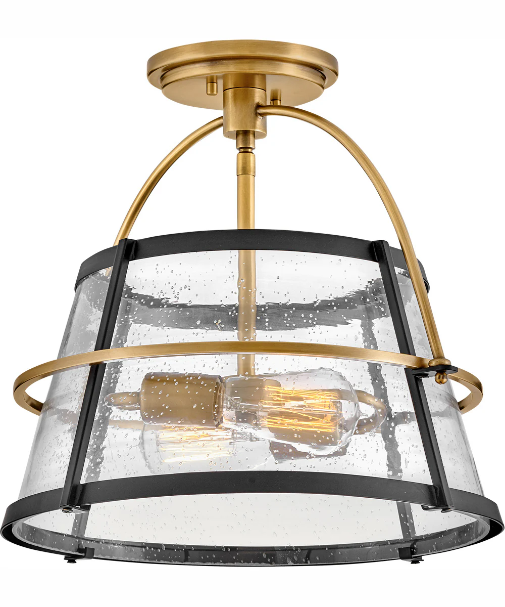 Tournon 2-Light Medium Semi-Flush Mount in Heritage Brass