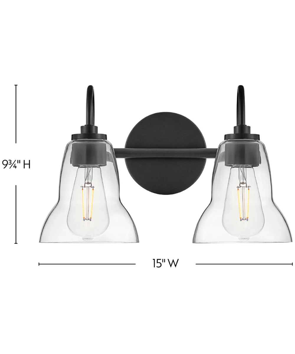 Vera 2-Light Small Two Light Vanity in Black - Image 2