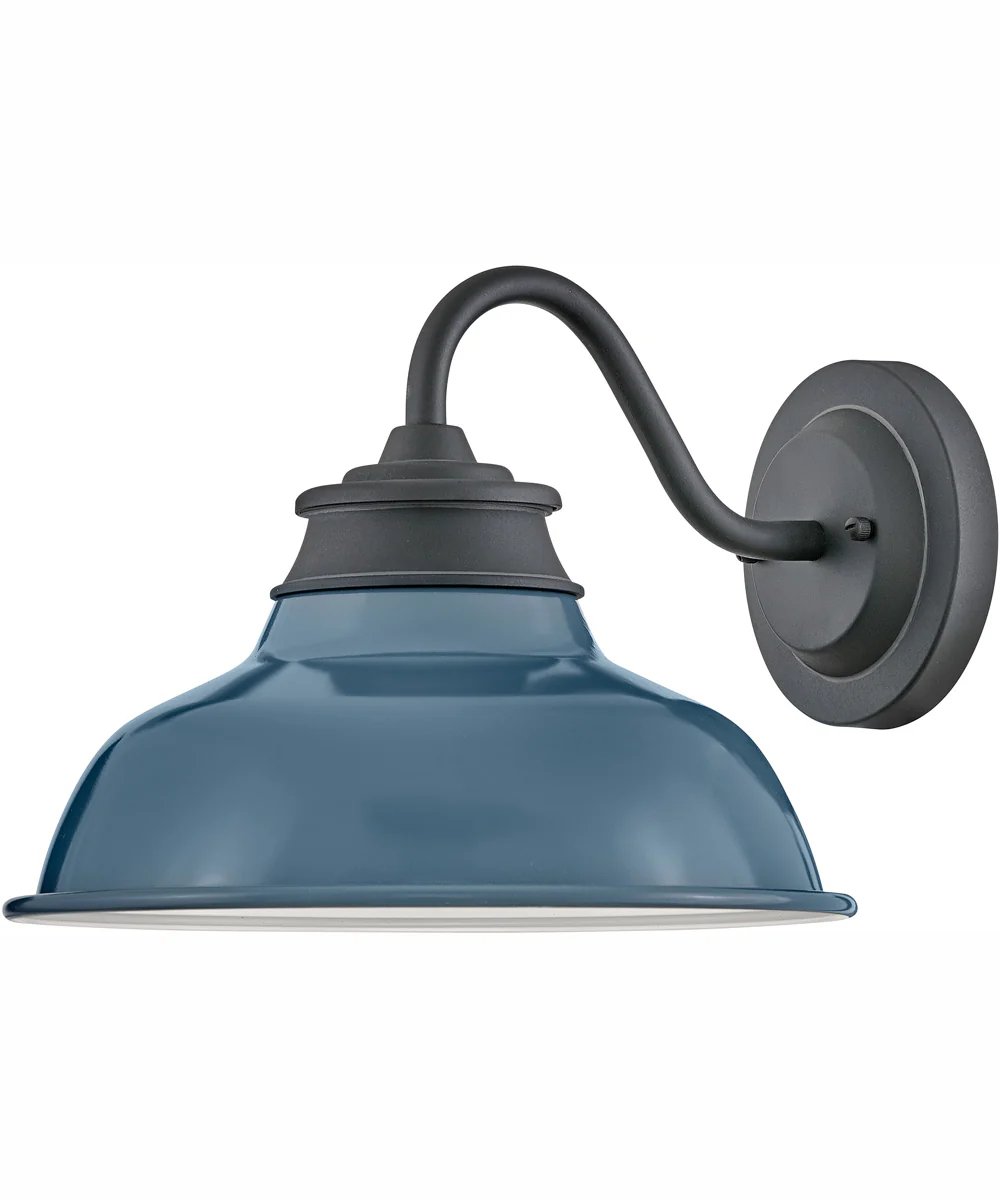 Wallace 1-Light Small Gooseneck Barn Light in Museum Black with Denim Blue accent - Image 2