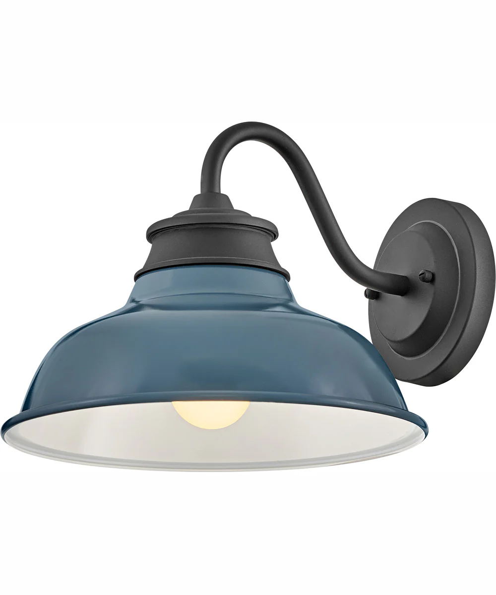 Wallace 1-Light Small Gooseneck Barn Light in Museum Black with Denim Blue accent - Image 3