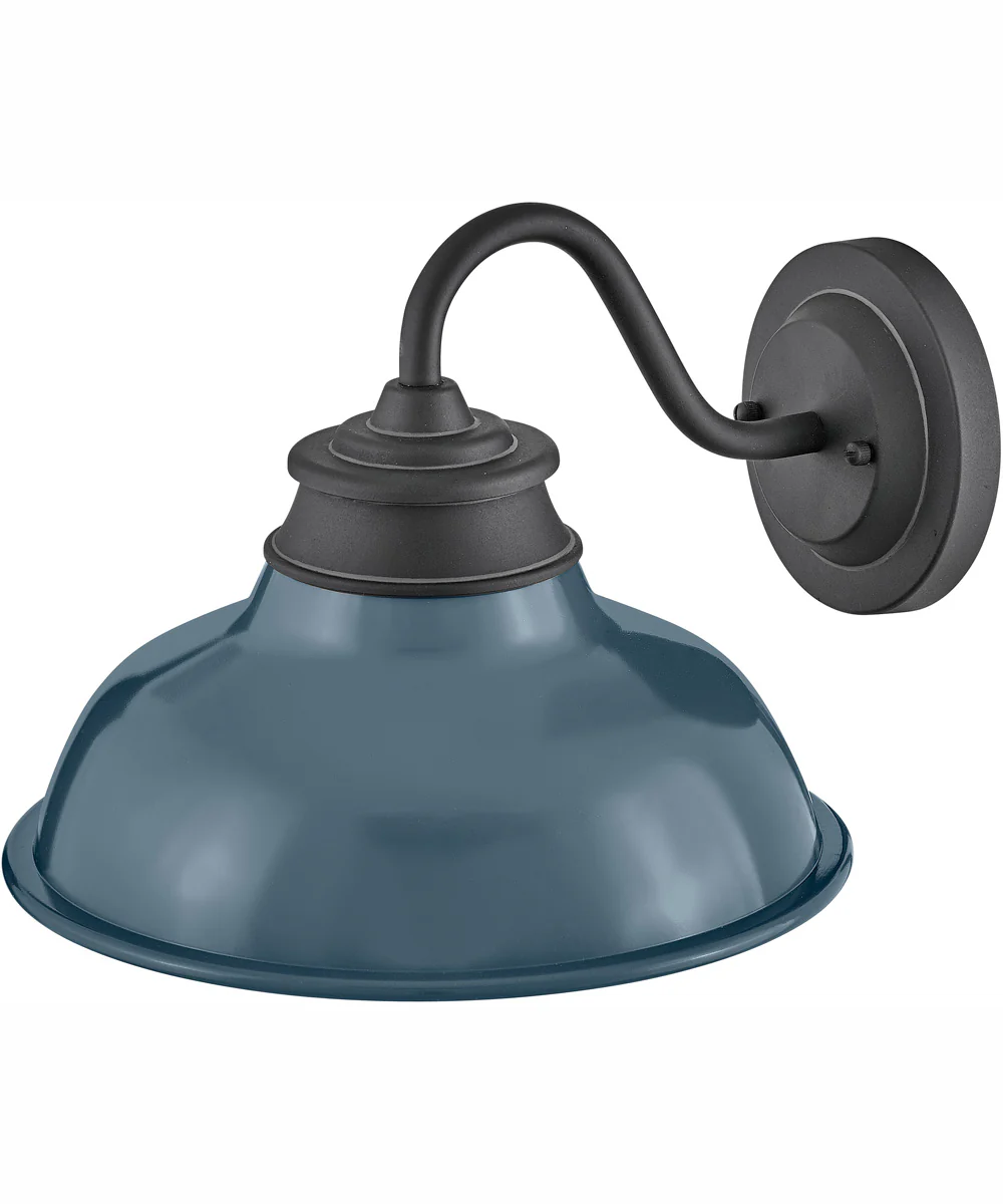 Wallace 1-Light Small Gooseneck Barn Light in Museum Black with Denim Blue accent - Image 4