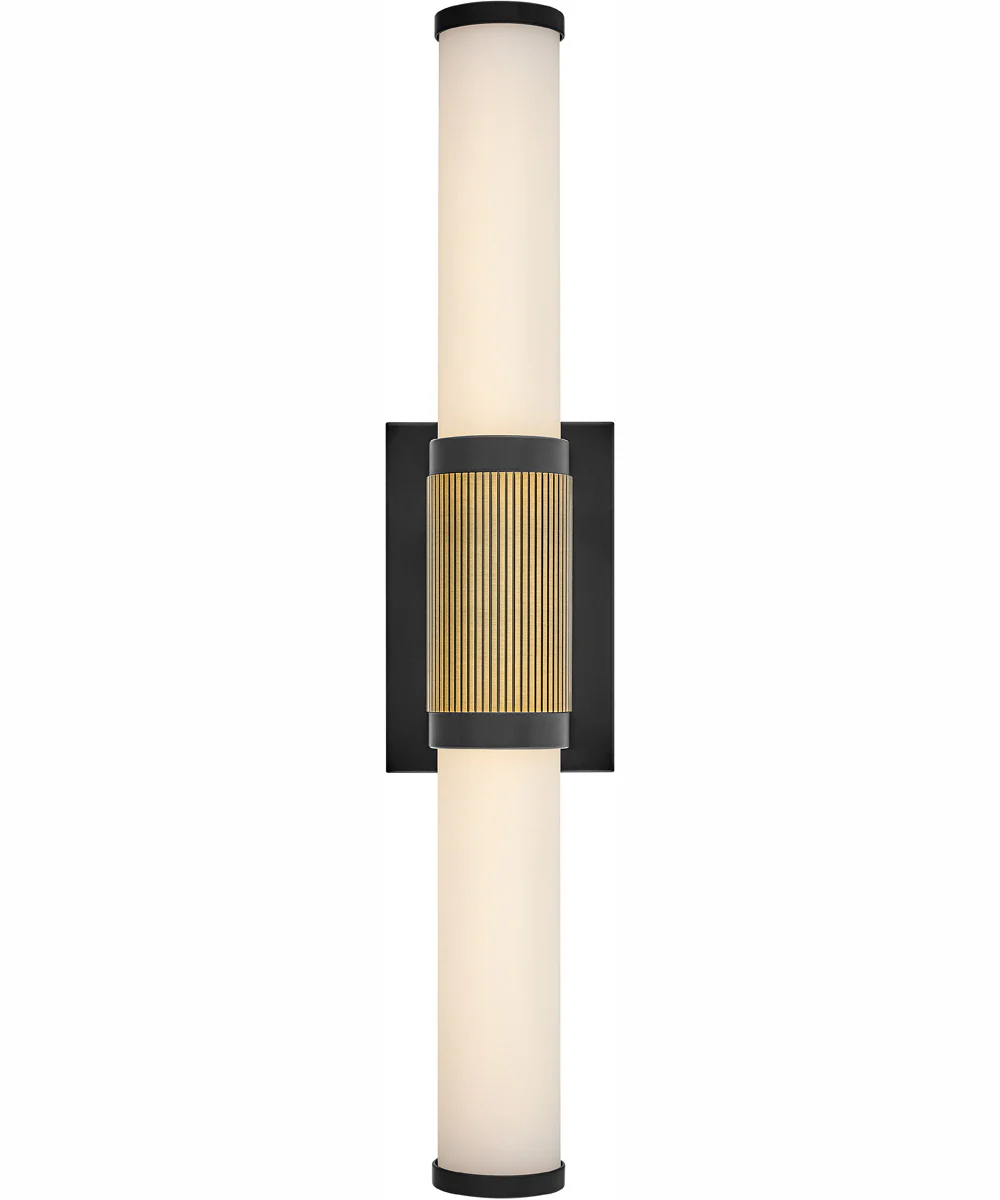 Zevi LED-Light Medium LED Vanity in Black with Lacquered Brass Accents - Image 2