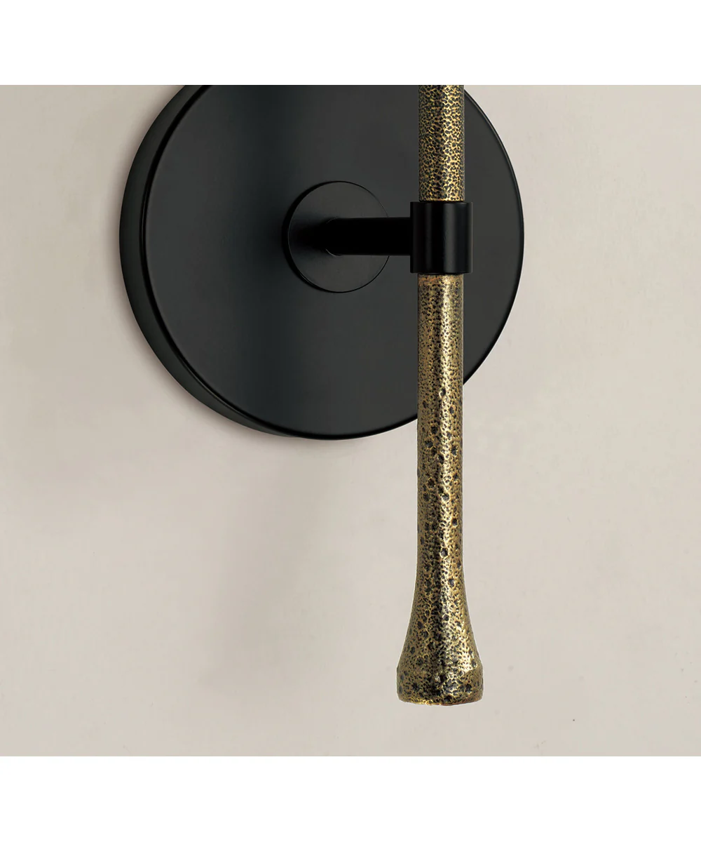 Hollis 1-Light Sconce Matte Black with Hammered Gold - Image 2