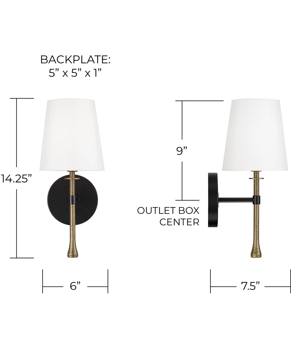 Hollis 1-Light Sconce Matte Black with Hammered Gold - Image 6