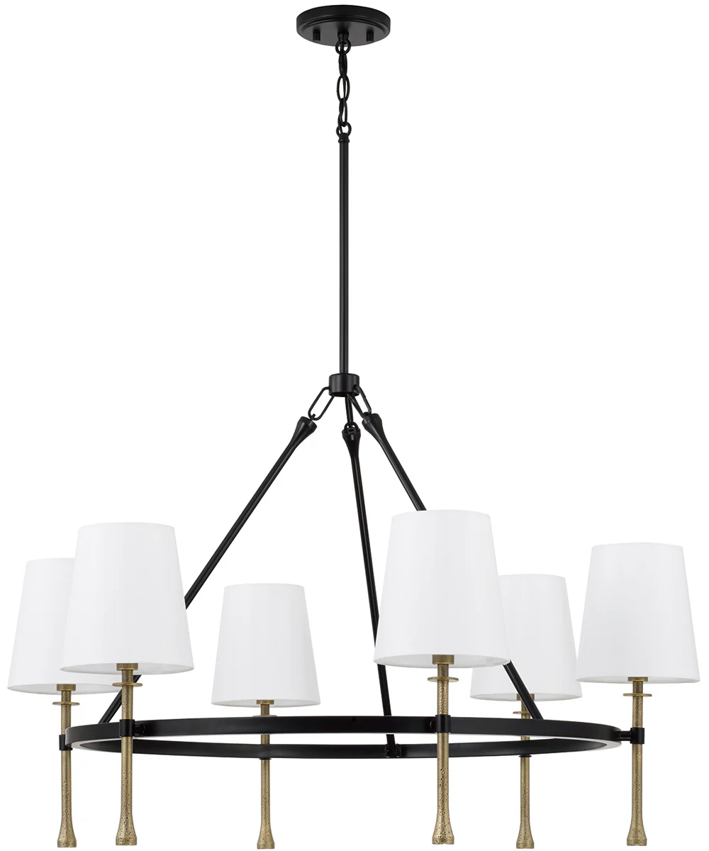 Hollis 6-Light Chandelier Matte Black with Hammered Gold - Image 2