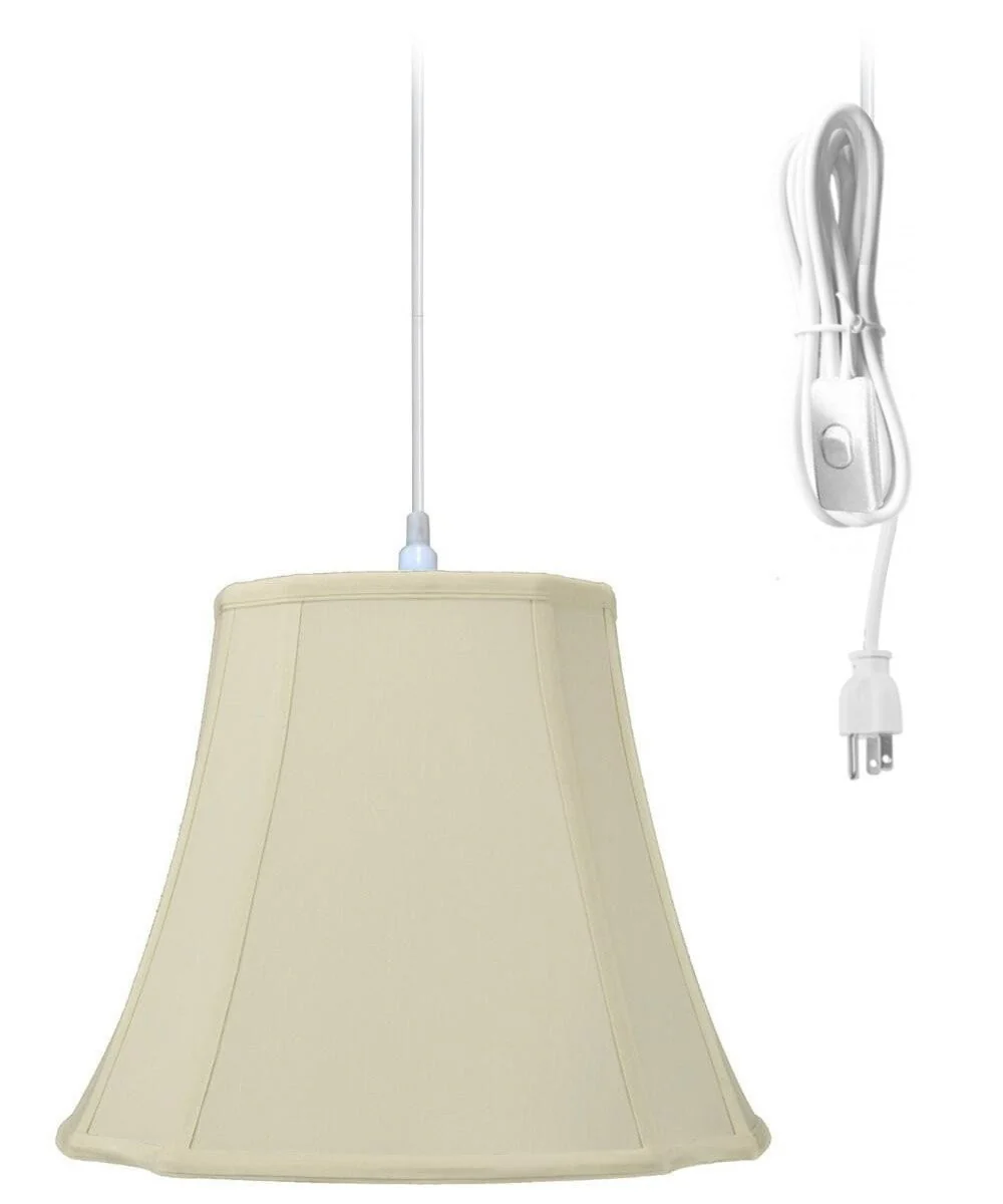 14"W 1-Light Plug In Swag Pendant Ceiling Light Eggshell Shade