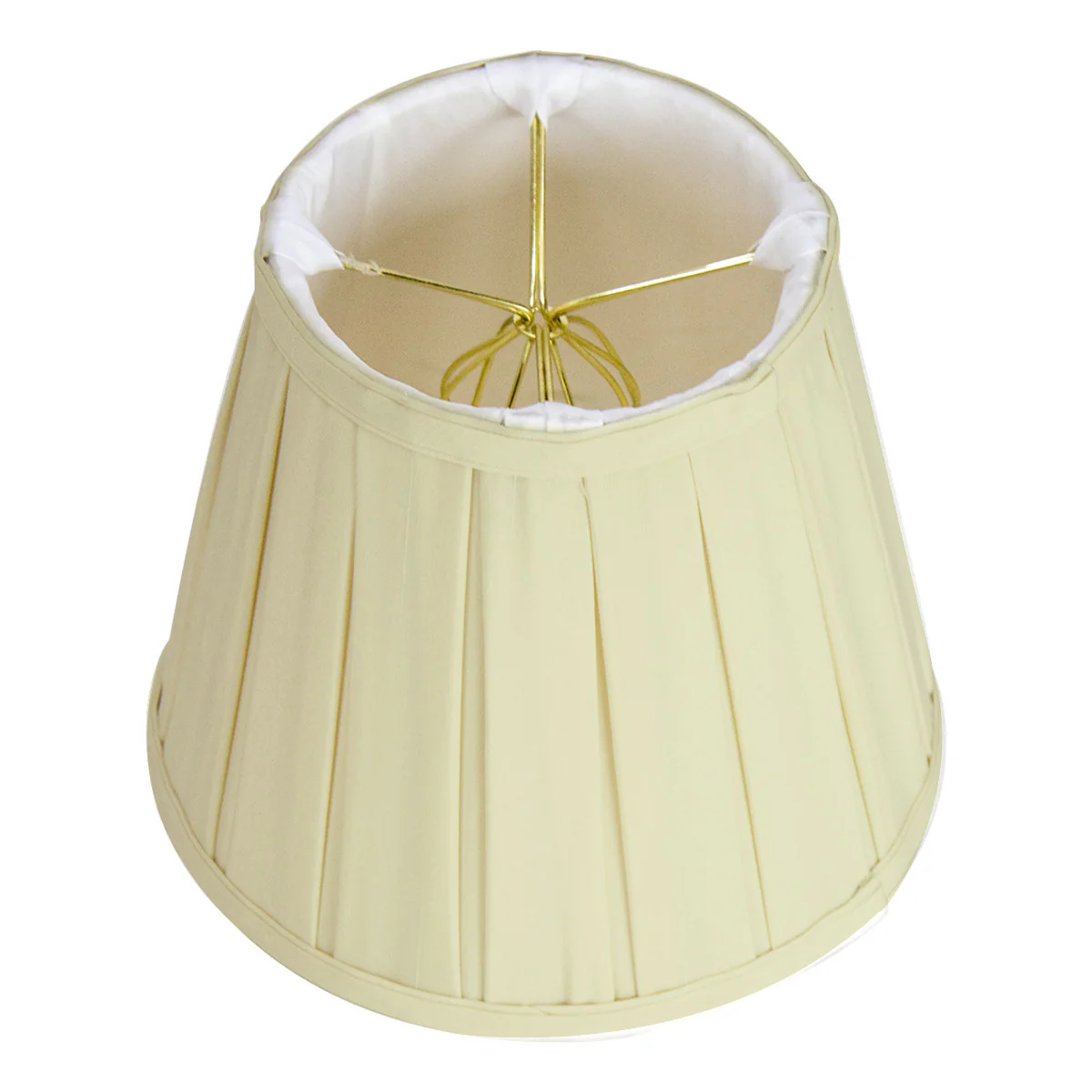 8"W x 7"H Empire Box Pleat Eggshell Lampshade with Shantung fabric and White Liner