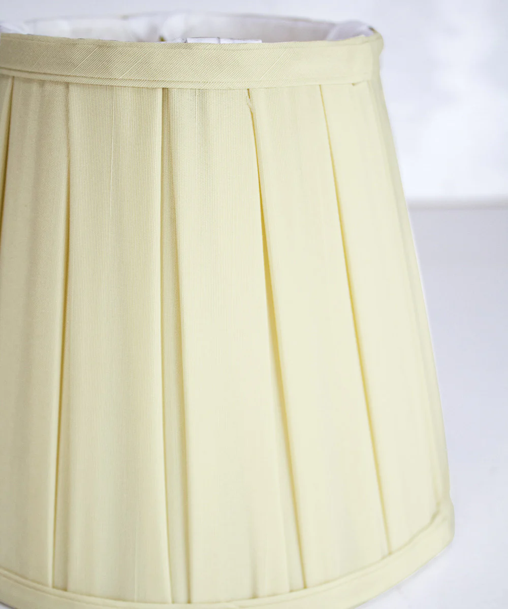 8"W x 7"H Empire Box Pleat Eggshell Lampshade with Shantung fabric and White Liner - Image 2