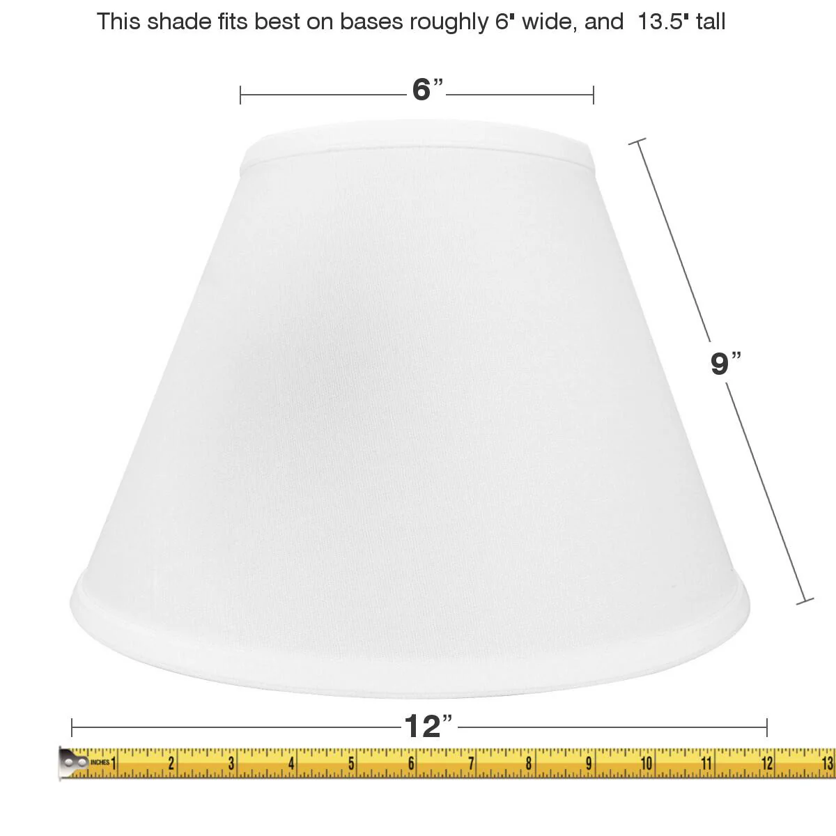 12"W x 9"H White Empire Hardback Lampshade - Image 2
