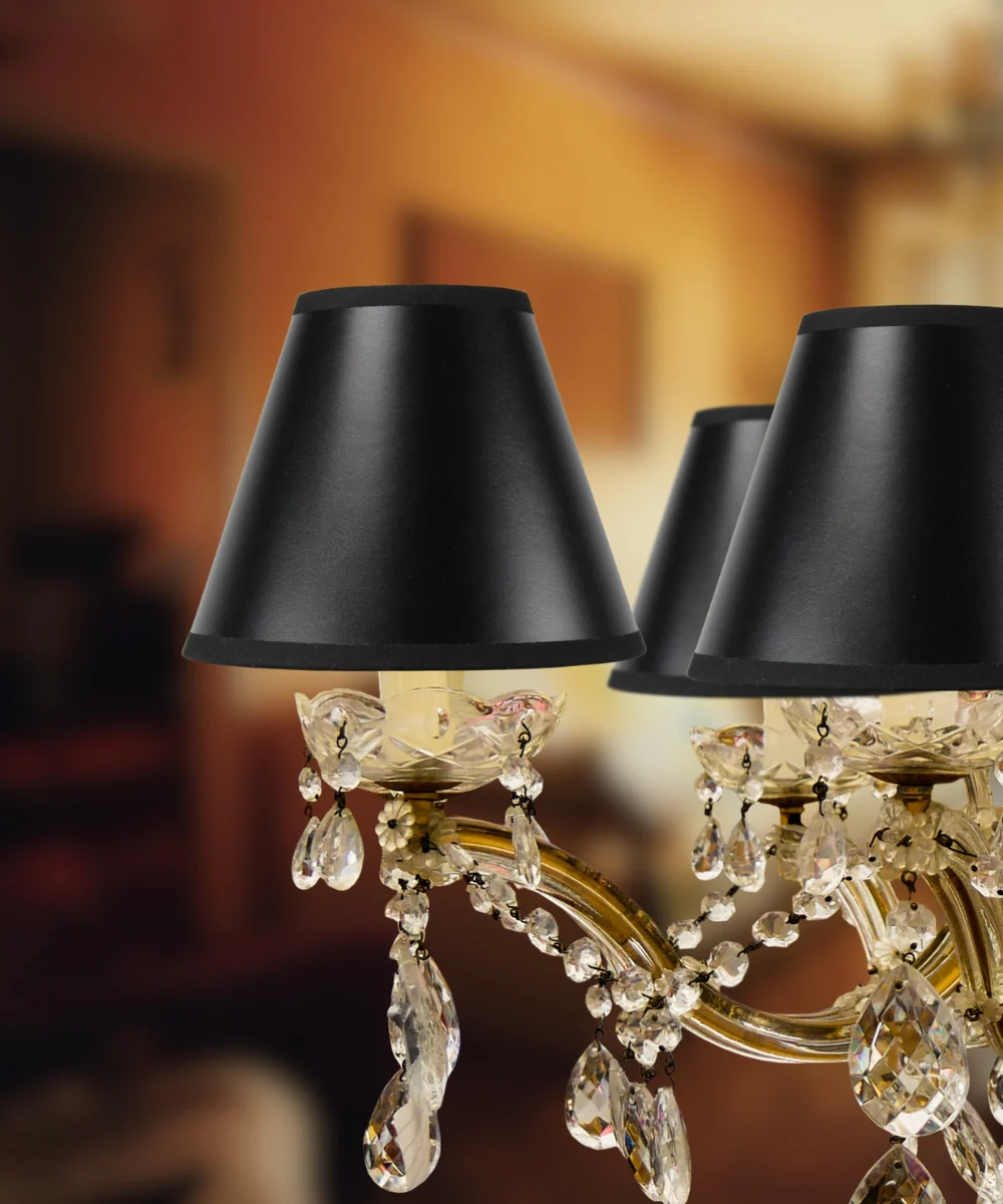6"W x 5"H Black Parchment Gold-Lined Chandelier Candle Clip Lamp Shade - Image 3