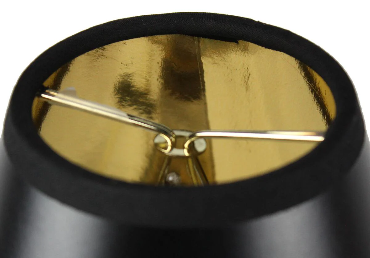 6"W x 5"H Black Parchment Gold-Lined Chandelier Candle Clip Lamp Shade - Image 4