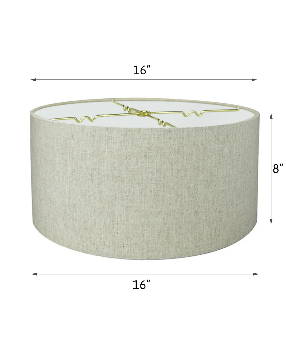 16"x16"x9" Textured Oatmeal Hardback Drum Lampshade - Image 3
