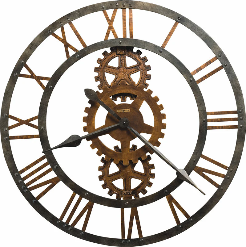 30"H Crosby Wall Clock in Antique Brass