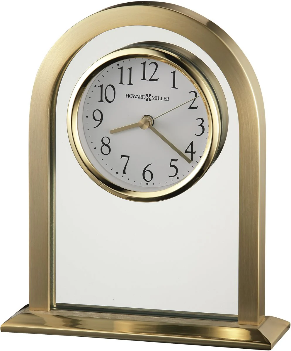 8"H Imperial Table Clock Brushed and Polished Brass Tone