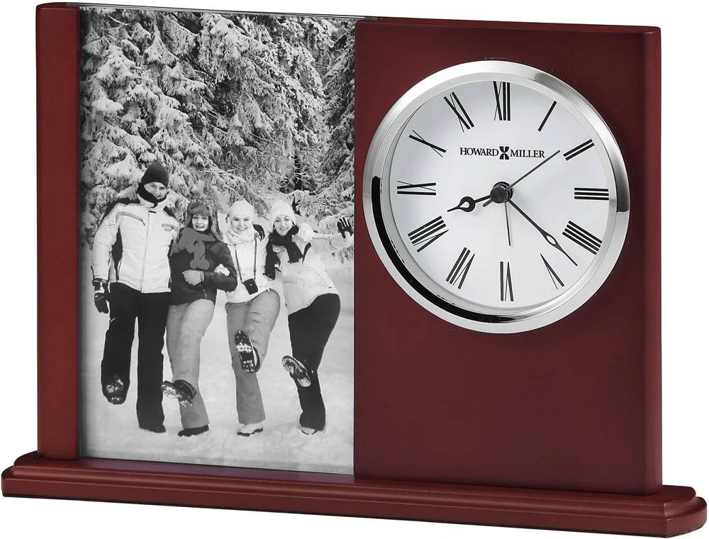 6"H Portrait Caddy II Tabletop Clock Satin Rosewood