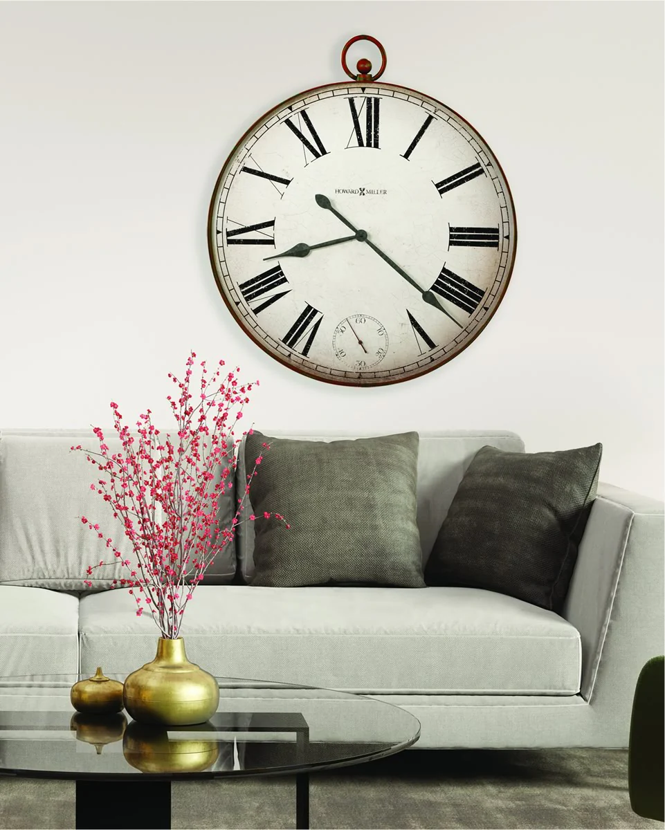 37"H Gallery Pocket Watch II Wall Clock Aged Red - Image 3